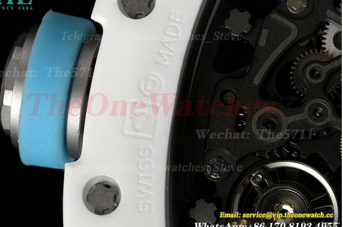 Strap Skeleton RM055 RMUL2 On Dial Blue T+F White Ceramic Rubber White 1225